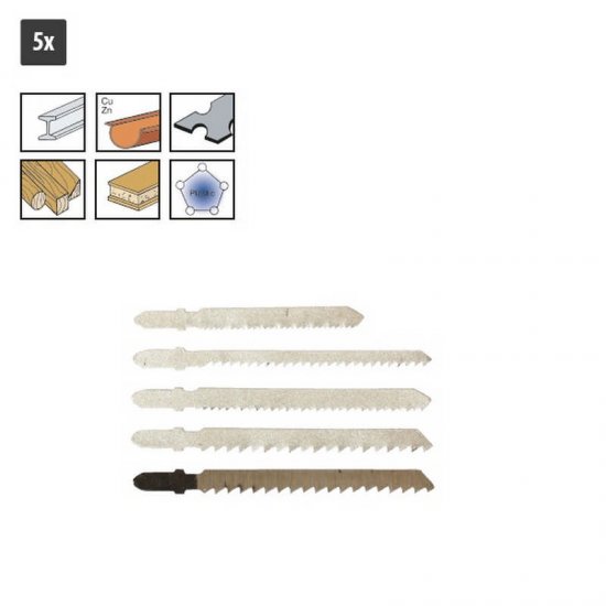 Lev szúrófűrészlap készlet 5 részes, acél, fém, fa, műanyag