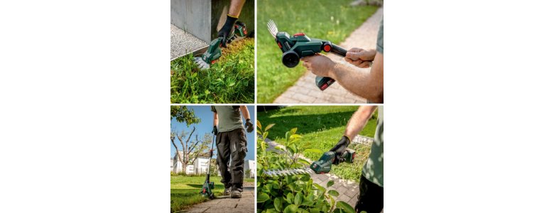 Metabo akkus 12V bokorvágó és fűnyíró olló 20 cm/11,5 cm PowerMaxx SGS 12 Q +tároló tartó +metaBOX 145, akku és töltő nélkül