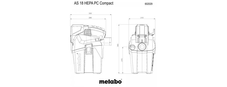 Metabo akkus 18V nedves/száraz porszívó kézi szűrőtisztítással, AS 18 HEPA PC Compact, HEPA szűrővel, 6liter, (IPX4), L-es, 3.8kg, akku és töltő nélkül