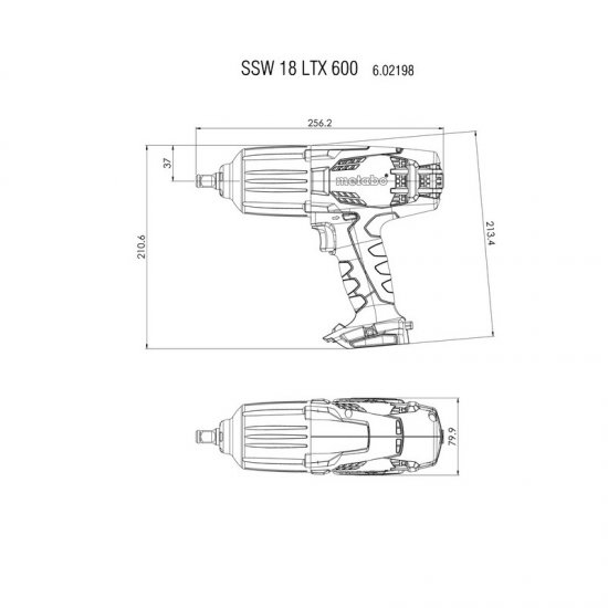 Metabo akkus 18V ütvecsavarozó 600Nm 0-1600/min, külső négylap 1/2