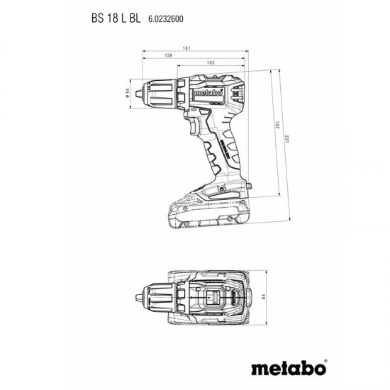 Metabo akkus 18V fúrócsavarozó 60Nm, 1850/min, BS 18 L +gyorstokmány +metaBOX 145, akku és töltő nélkül