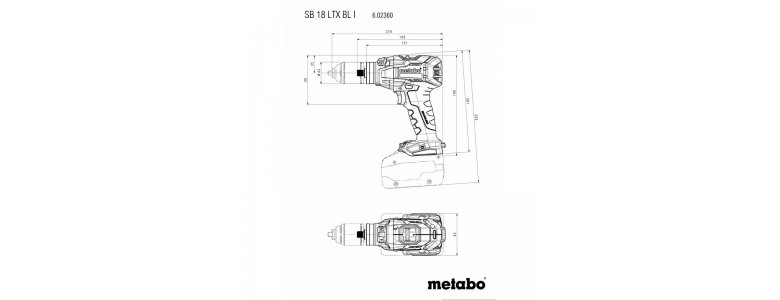 Metabo akkus 18V ütvefúró-csavarbehajtó 130Nm szénkefementes, 2000min SB 18 LTX BL I akku és töltő nélkül +metaBOX 145l