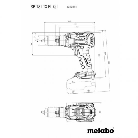 Metabo akkus 18V ütvefúró-csavarbehajtó 130Nm szénkefementes, Quick, SB 18 LTX BL Q +2x5,5Ah LiHD akku+ ASC 145 töltő +metaBOX 145l