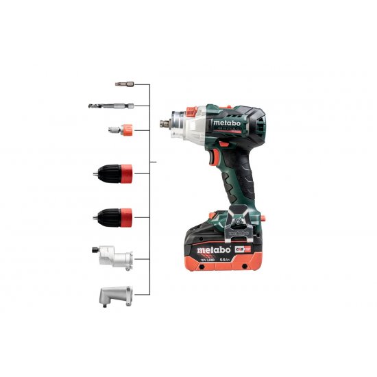 Metabo akkus 18V menetfúró, fúrócsavarozó 130Nm szénkefementes, Quick, GB 18 LTX BL Q I +2x5,5Ah LiHD akku+ ASC 145 töltő +metaBOX 145l