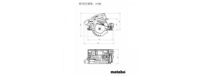 Metabo akkus 18V kézi merülő, körfűrész KT 18 LTX 66 BL +165x20mm fűrészlap +porzsák  +2x 5,5Ah LiHD akku +ASC 145 töltő +metaBOX 340