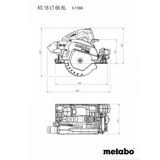 Metabo akkus 18V kézi merülő, körfűrész KT 18 LTX 66 BL +165x20mm fűrészlap +porzsák  +2x 8,0Ah LiHD akku +ASC 145 töltő +metaBOX 340