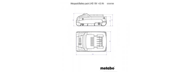 Metabo akkumulátor 18V 4,0Ah LiHD Li-Power, 580g