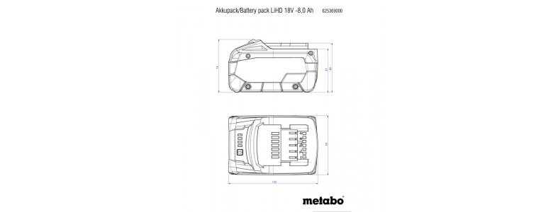 Metabo akkumulátor 18V 8,0Ah LiHD Li-Power, 980g