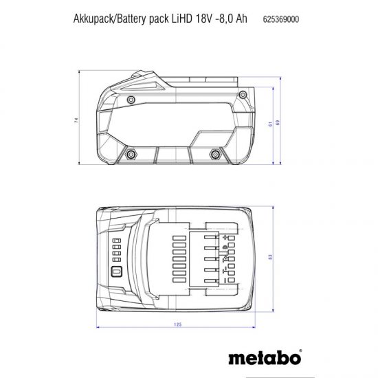 Metabo akkumulátor 18V 10,0Ah LiHD Li-Power, 1010g