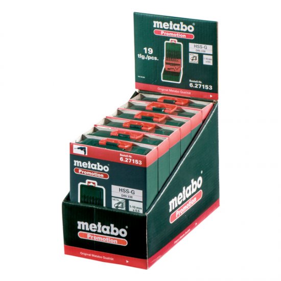 Metabo HSS-G fúró készlet 19 részes 1-10mm csiszolt DIN338