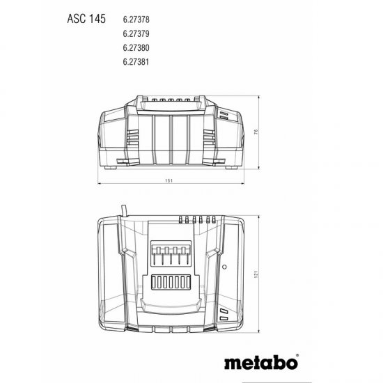 Metabo akkumulátor töltő 12-36V, AIR COOLED, ASC 145, EU