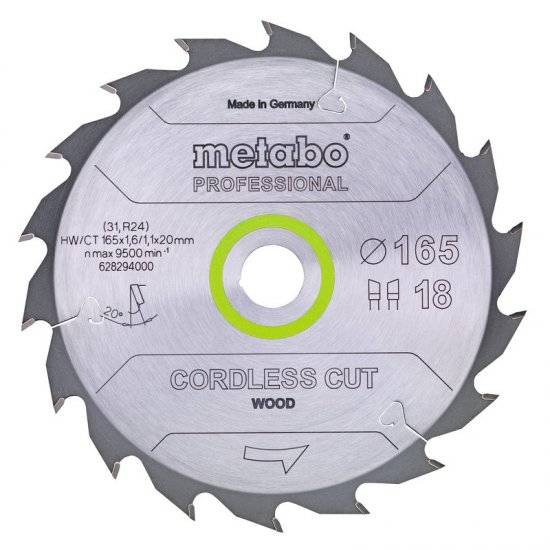 Metabo körfűrészlap 165x20mm 36WZ 15° cordless cut wood - professional, fa