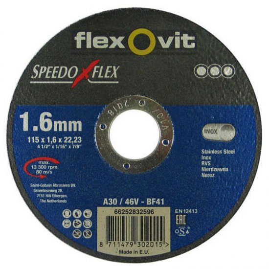 Flexovit Speedoflex vágókorong 115x1,6x22,2mm, BF41, fém-inox