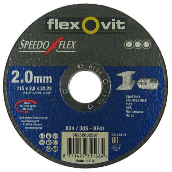 Flexovit Speedoflex vágókorong 115x2,0x22,2mm, BF41, fém-inox