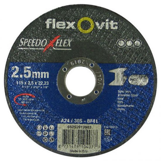Flexovit Speedoflex vágókorong 115x2,5x22,2mm, BF41, fém-inox