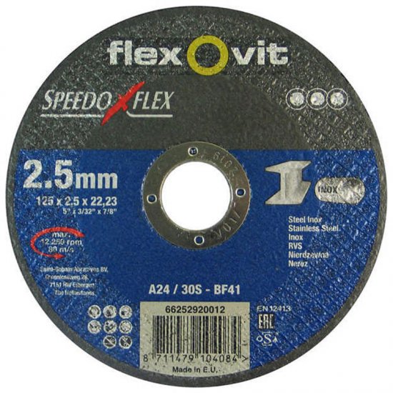 Flexovit Speedoflex vágókorong 125x2,5x22,2mm, BF41, fém-inox