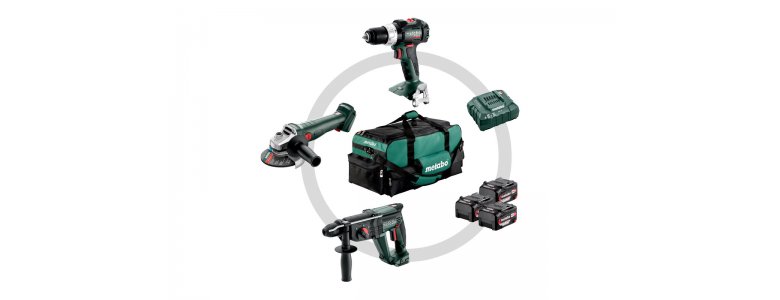 Metabo Combo Set 3.1 /SB 18 LT BL + W 18 L 9-125 QUICK + KH 18 LTX 24 + 3db akku +töltő +szerszámtáska