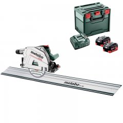 Metabo akkus 18V kézi merülő, körfűrész KT 18 LTX 66 BL +FS 160 vezetősín +165x20mm fűrészlap +porzsák +2x 8,0 Ah LiHD akku +ASC 145 töltő +metaBOX 340