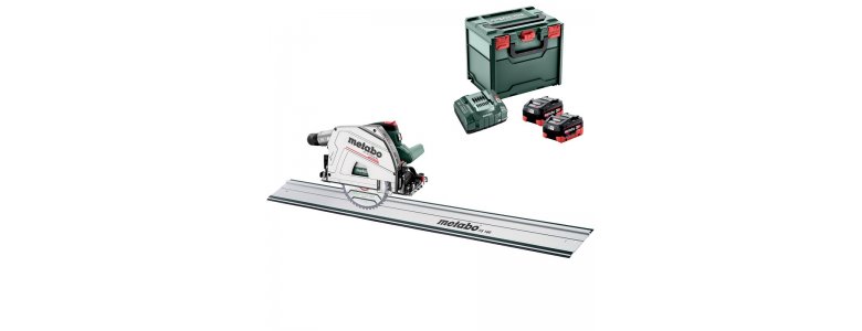 Metabo akkus 18V kézi merülő, körfűrész KT 18 LTX 66 BL +FS 160 vezetősín +165x20mm fűrészlap +porzsák +2x 8,0 Ah LiHD akku +ASC 145 töltő +metaBOX 340