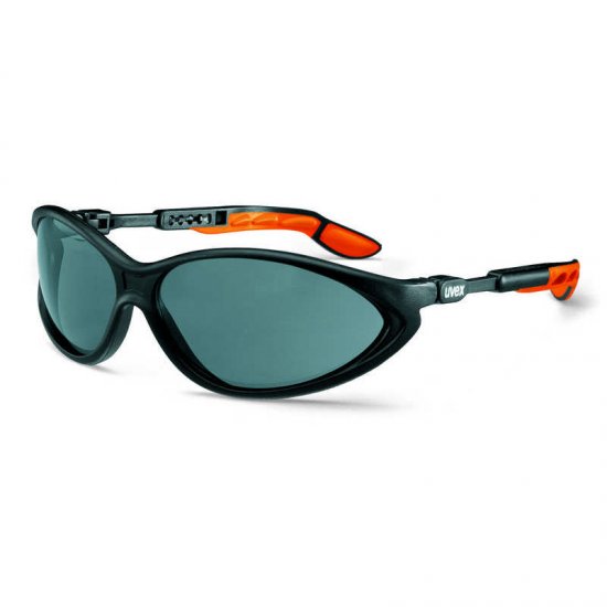 MV Uvex Cybric védőszemüveg, fekete/narancs keret, szürke lencse