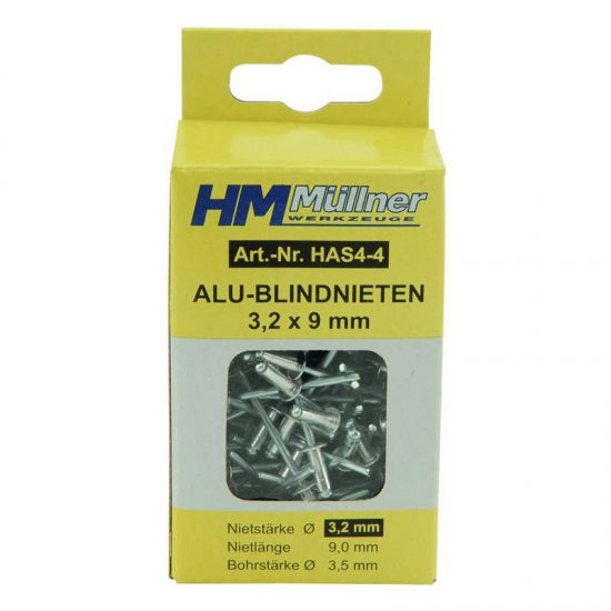 HM Müllner popszegecs Alu 4,3-5,5mmx3,5mm acélcsap 9x3,2mm, 100db