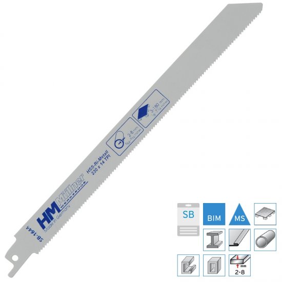 HM Müllner kardfűrészlap HSS BI-Metal 65-67 HRC 230x210x1,8x14x19x0,9mm, Vágási vastagság 2-8mm 2db/csom
