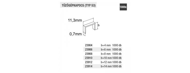 Lev tűzőkapocs 53, 0,7x11,3mm 1000db/doboz