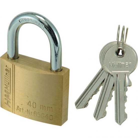 HM Müllner lakat 3 kulccsal, extra erős 40mm-23,0x6,0mm, sárgaréz, edzett acél